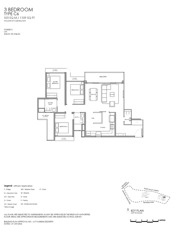 River Modern — floor plan C6, 3 Bedroom, D09