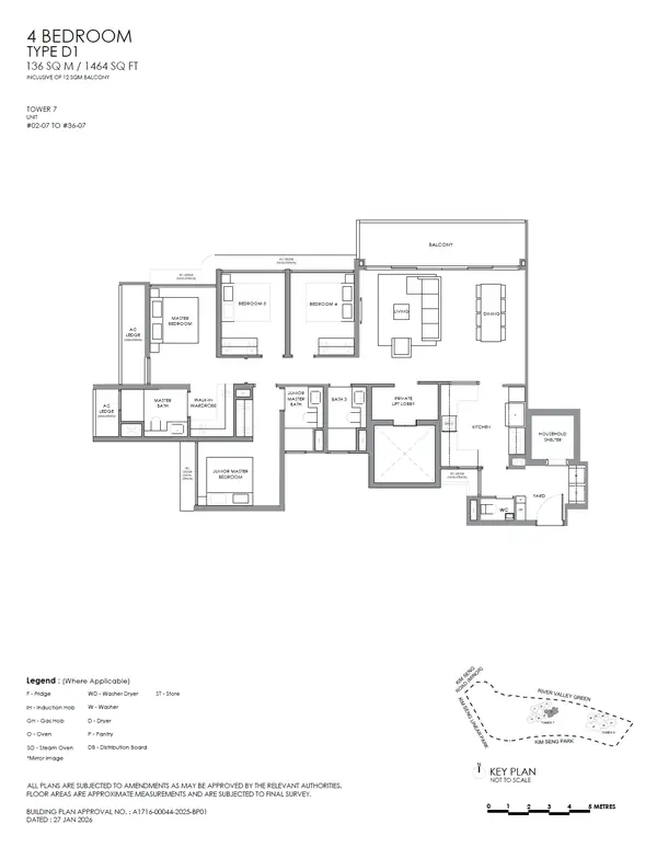 River Modern — floor plan D1, 4 Bedroom, D09