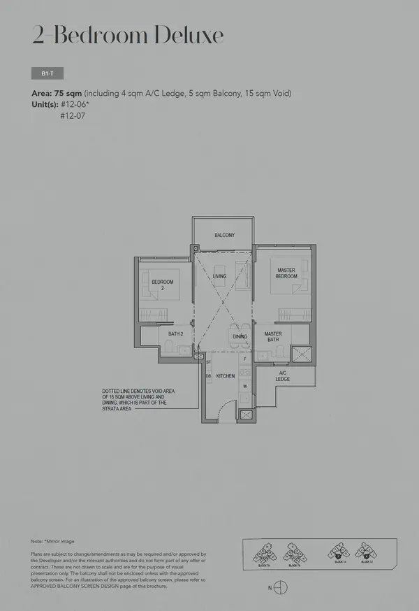 Sora — floor plan B1-T, 2 Bedroom Deluxe, D22