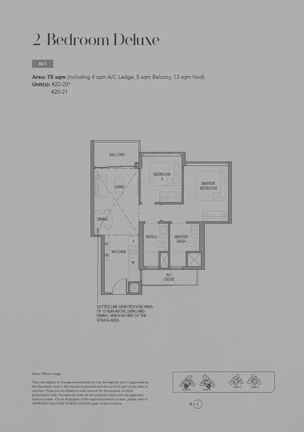 Sora — floor plan B2-T, 2 Bedroom Deluxe, D22