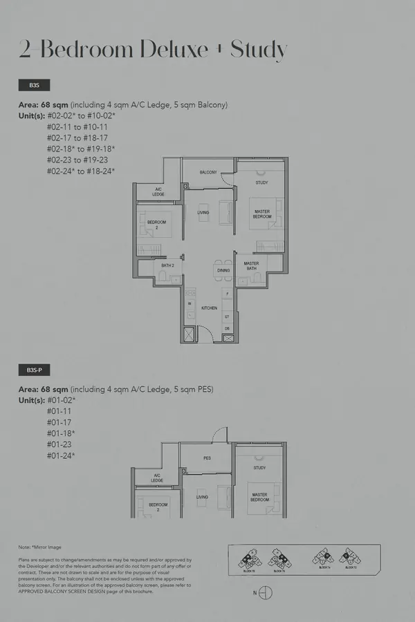 Sora — floor plan B3S-P, 2 Bedroom Deluxe + Study, D22
