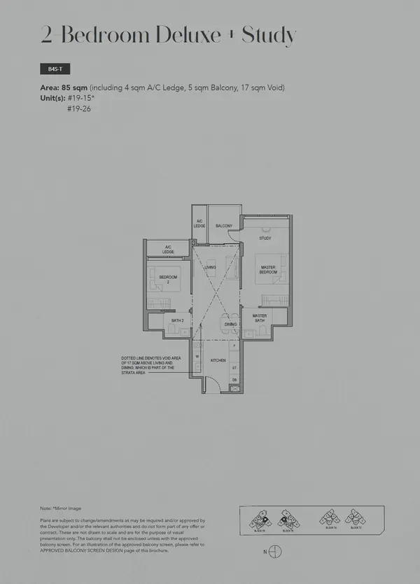 Sora — floor plan B4S-T, 2 Bedroom Deluxe + Study, D22