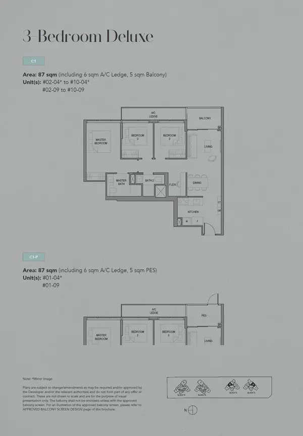Sora — floor plan C1, 3 Bedroom Deluxe, D22