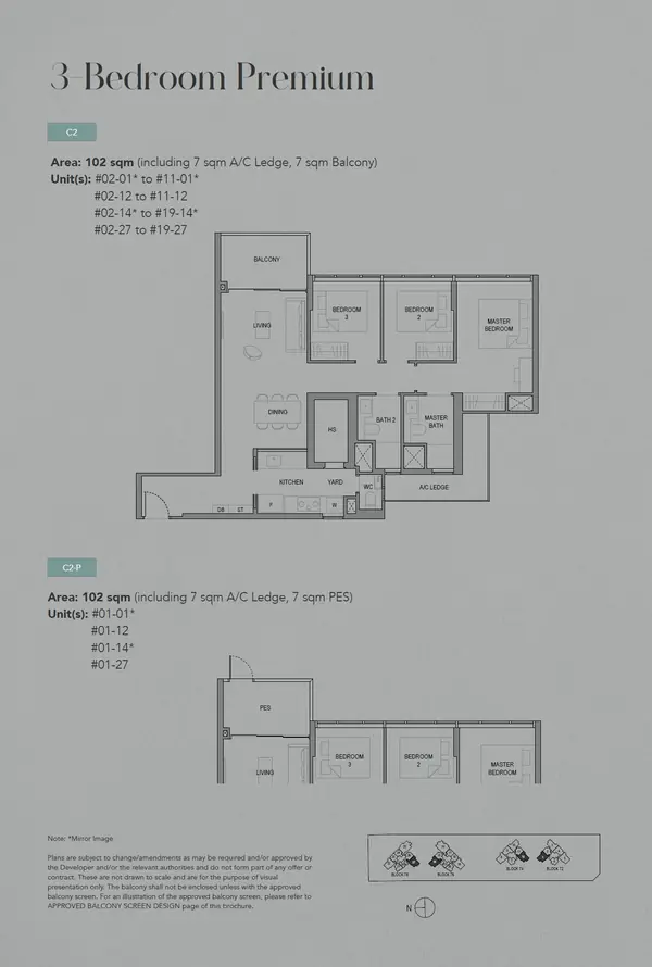 Sora — floor plan C2, 3 Bedroom Premium, D22