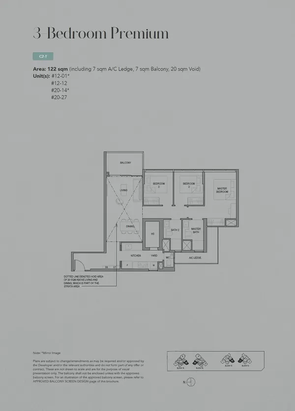 Sora — floor plan C2-T, 3 Bedroom Premium, D22