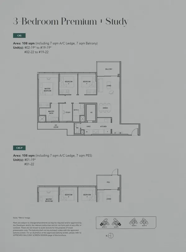Sora — floor plan C4S, 3 Bedroom Premium + Study, D22