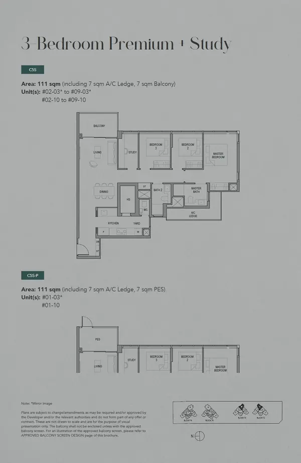 Sora — floor plan C5S-P, 3 Bedroom Premium + Study, D22