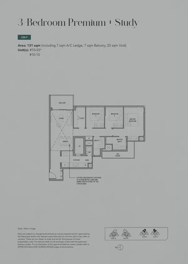Sora — floor plan C5S-T, 3 Bedroom Premium + Study, D22