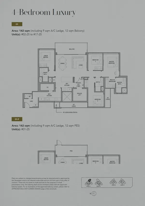 Sora — floor plan D1-P, 4 Bedroom Luxury, D22