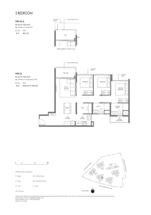 Springleaf Residence — floor plan C5-G, 3 Bedroom (Standard), D26