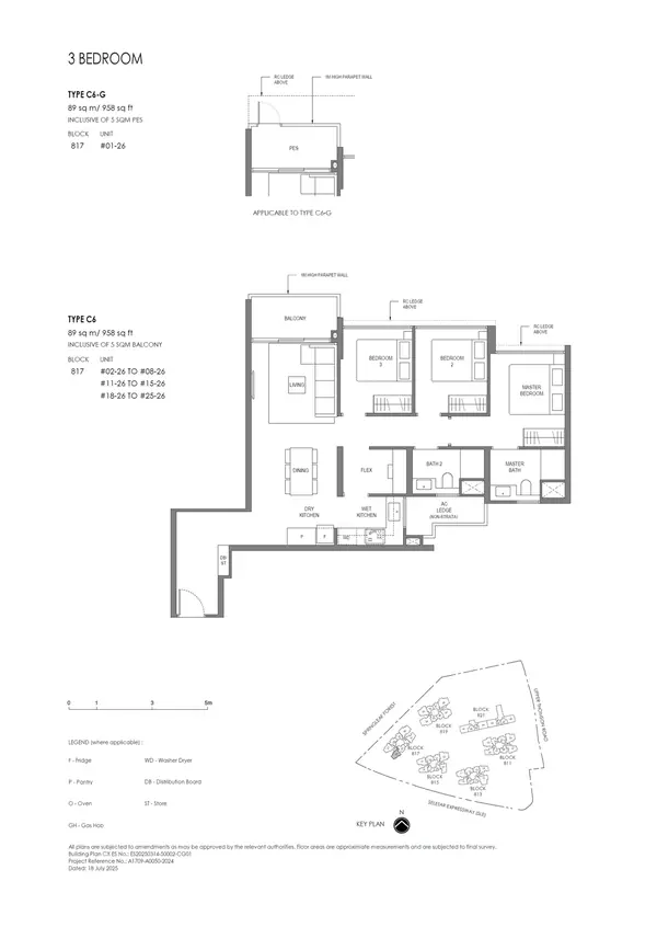 Springleaf Residence — floor plan C6-G, 3 Bedroom (Standard), D26