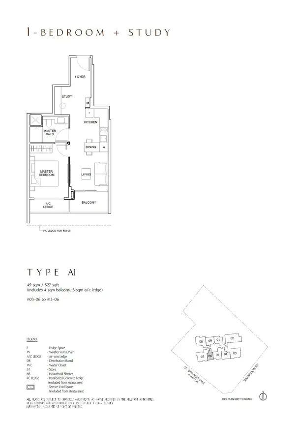 The Arcady At Boon Keng — floor plan A1, 1 Bedroom + Study, D12