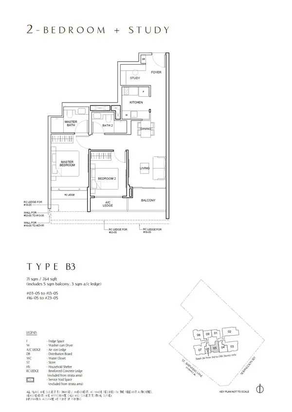 The Arcady At Boon Keng — floor plan B3, 2 Bedroom + Study, D12