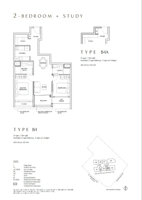 The Arcady At Boon Keng — floor plan B4, 2 Bedroom + Study, D12