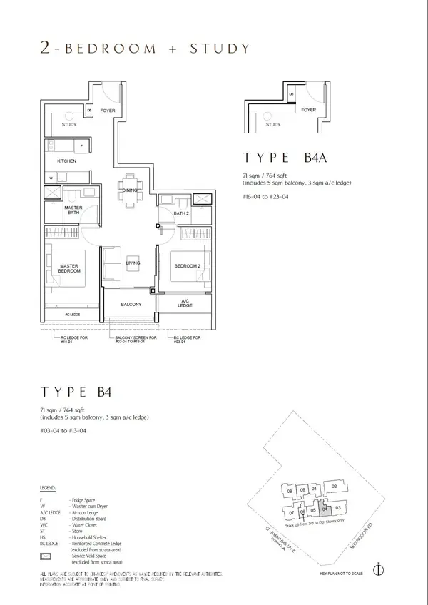 The Arcady At Boon Keng — floor plan B4A, 2 Bedroom + Study, D12