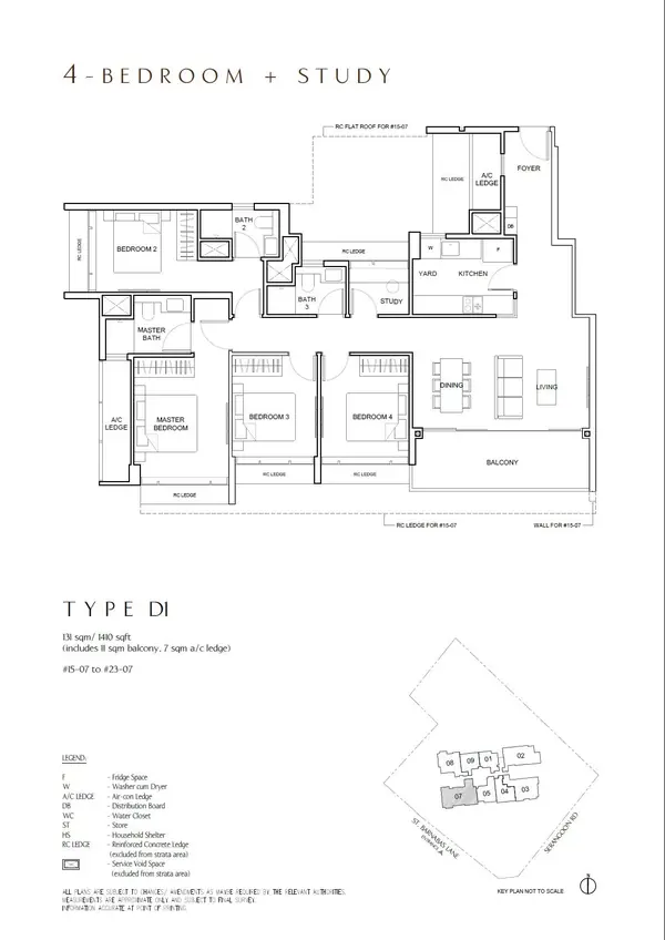 The Arcady At Boon Keng — floor plan D1, 4 Bedroom + Study, D12