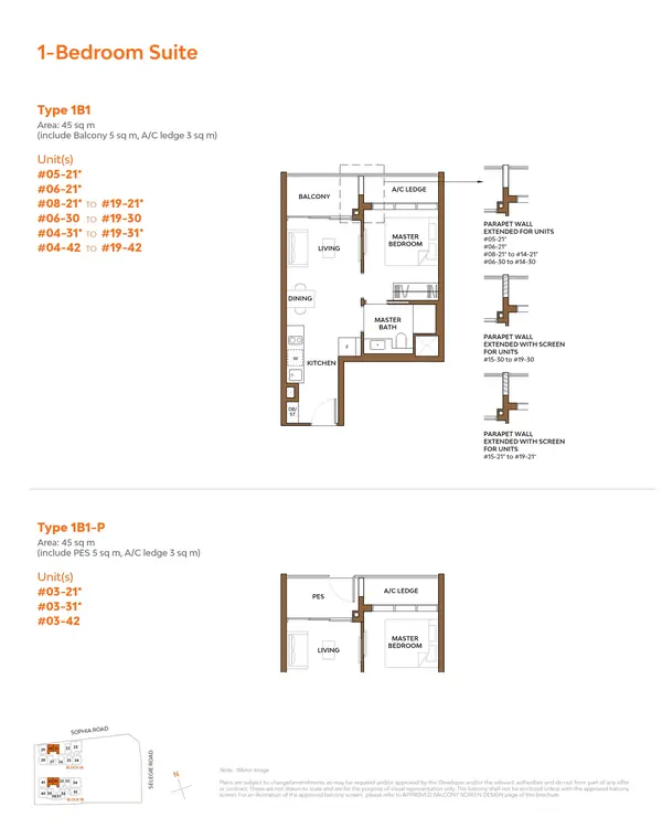 The Collective At One Sophia — floor plan 1B1, 1 Bedroom Suite, D09