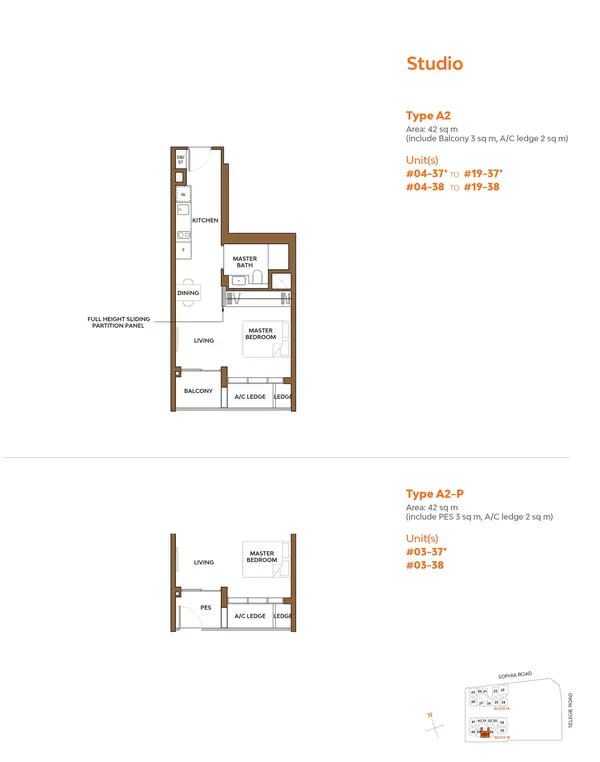 The Collective At One Sophia — floor plan A2-P, Studio, D09