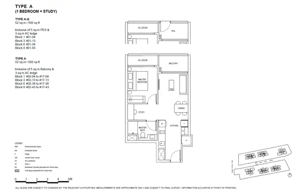 The Continuum — floor plan A, 1 Bedroom + Study, D15