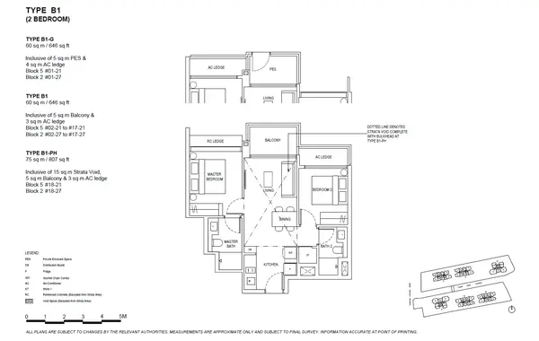 The Continuum — floor plan B1, 2 Bedroom, D15