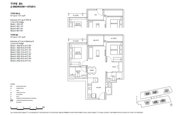 The Continuum — floor plan B4, 2 Bedroom + Study, D15