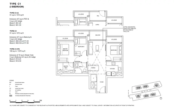 The Continuum — floor plan C1, 3 Bedroom, D15