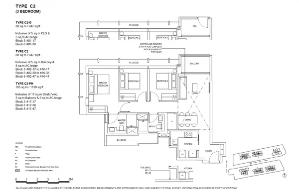 The Continuum — floor plan C2-G, 3 Bedroom, D15