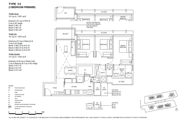 The Continuum — floor plan C5, 3 Bedroom Premier, D15