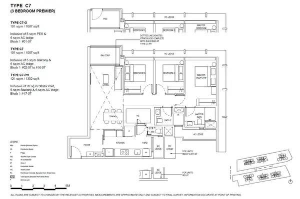 The Continuum — floor plan C7, 3 Bedroom Premier, D15
