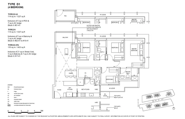 The Continuum — floor plan D1, 4 Bedroom, D15