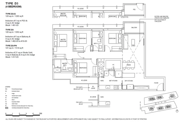 The Continuum — floor plan D3-G, 4 Bedroom, D15