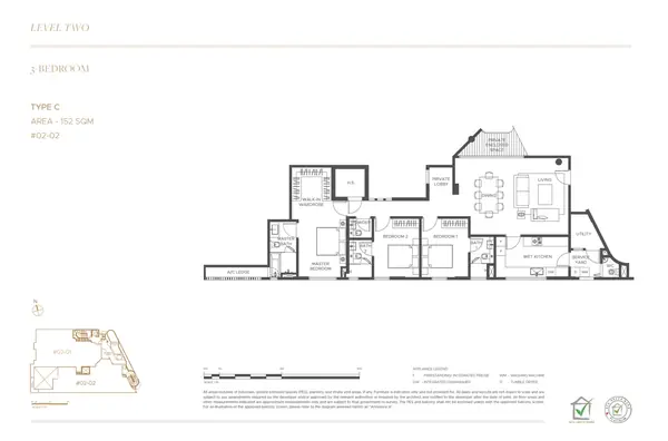 The Giverny Residences — floor plan C, 3 Bedroom, D10