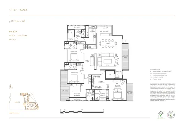 The Giverny Residences — floor plan D, 4 Bedroom, D10