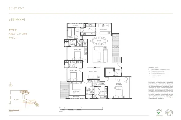 The Giverny Residences — floor plan F, 4 Bedroom, D10