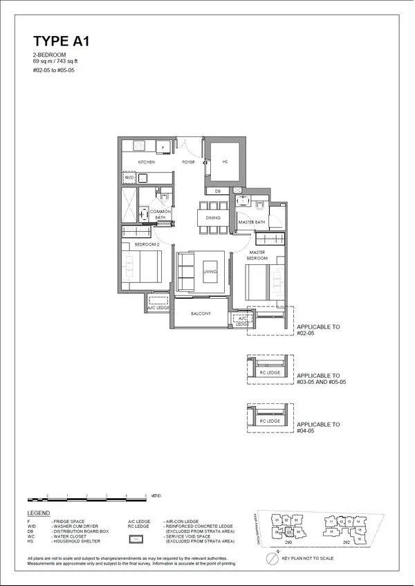 The Hillshore — floor plan A1, 2 Bedroom, D05