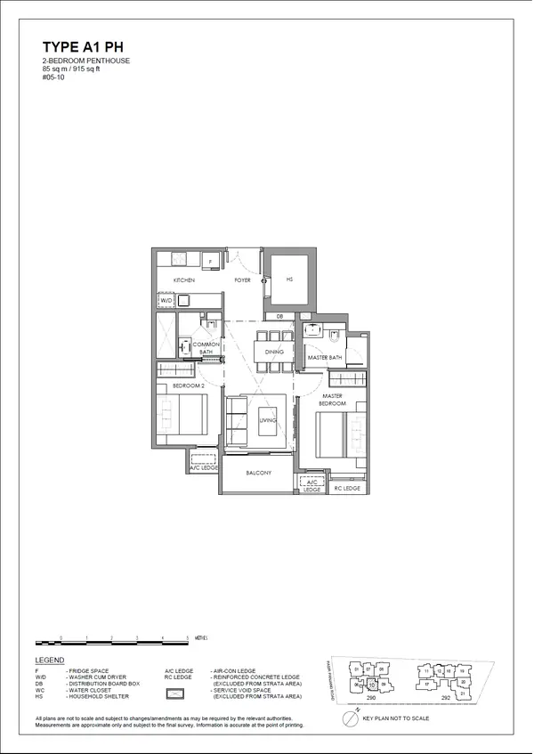 The Hillshore — floor plan A1 PH, 2 Bedroom Penthouse, D05