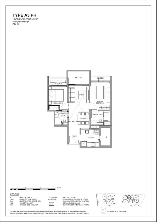 The Hillshore — floor plan A3 PH, 2 Bedroom Penthouse, D05