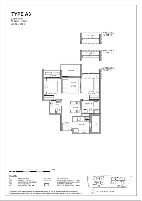 The Hillshore — floor plan A3, 2 Bedroom, D05