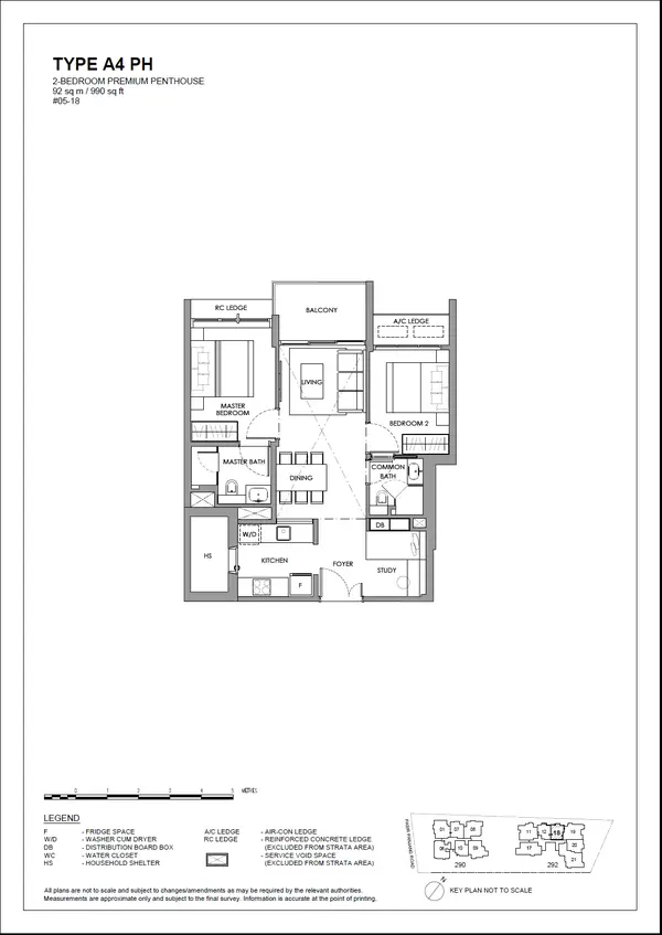 The Hillshore — floor plan A4 PH, 2 Bedroom Premium Penthouse, D05