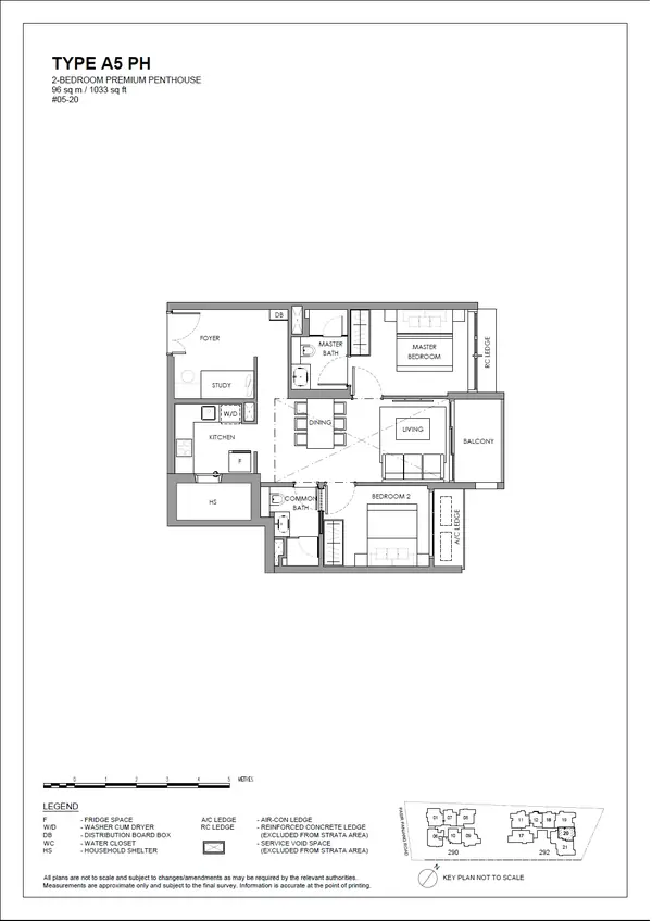 The Hillshore — floor plan A5 PH, 2 Bedroom Premium Penthouse, D05