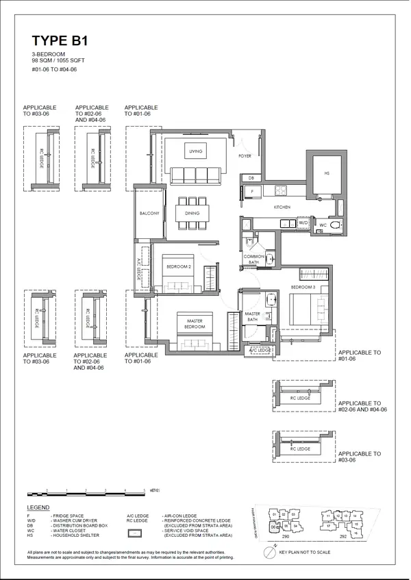 The Hillshore — floor plan B1, 3 Bedroom, D05