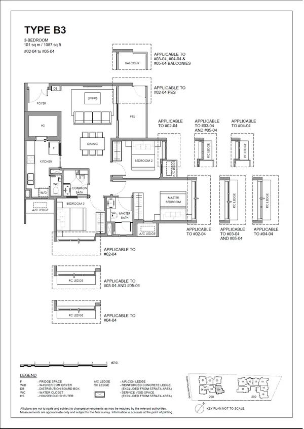The Hillshore — floor plan B3, 3 Bedroom, D05