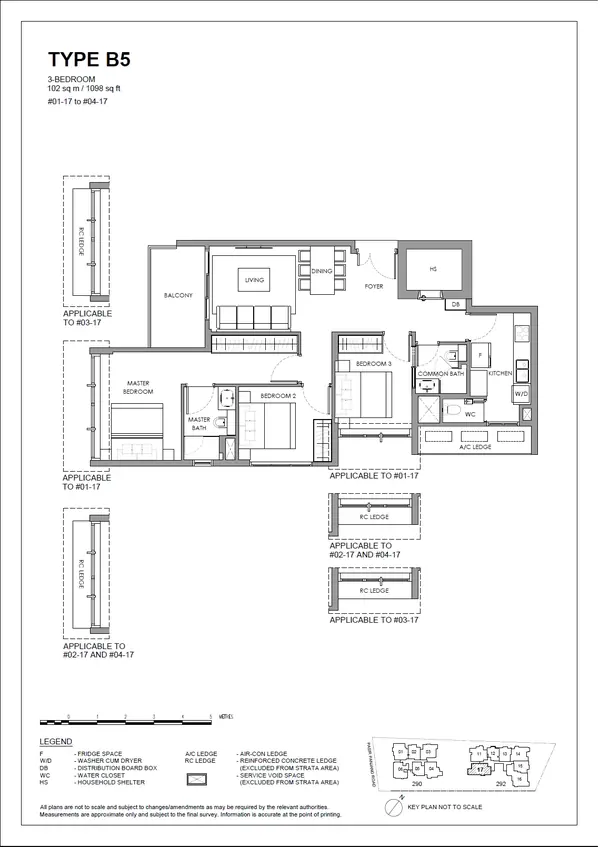 The Hillshore — floor plan B5, 3 Bedroom, D05