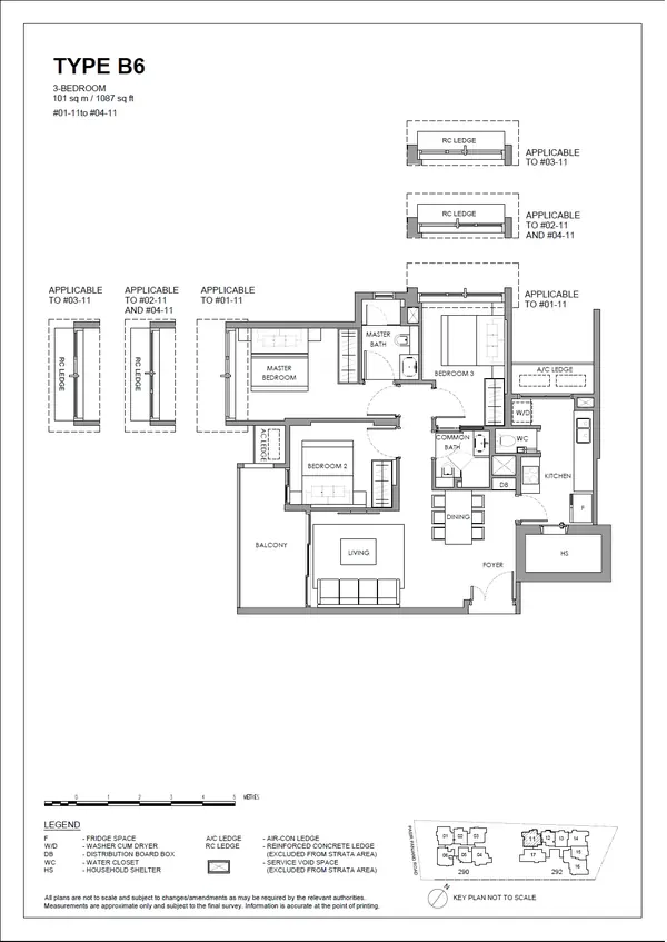 The Hillshore — floor plan B6, 3 Bedroom, D05