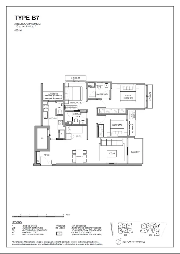 The Hillshore — floor plan B7, 3 Bedroom Premium, D05