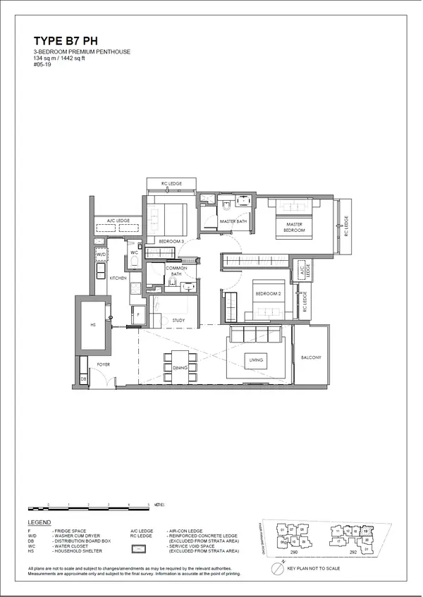 The Hillshore — floor plan B7 PH, 3 Bedroom Premium Penthouse, D05