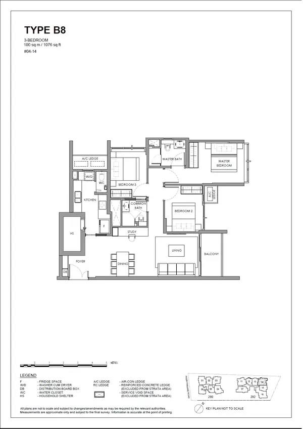 The Hillshore — floor plan B8, 3 Bedroom, D05