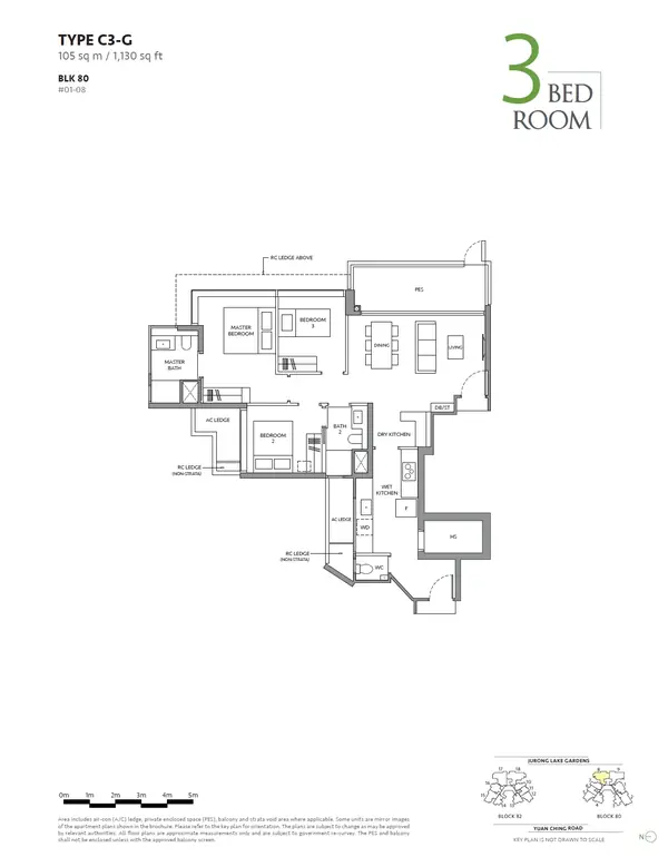 The Lakegarden Residences — floor plan C3-G, 3 Bedroom, D22