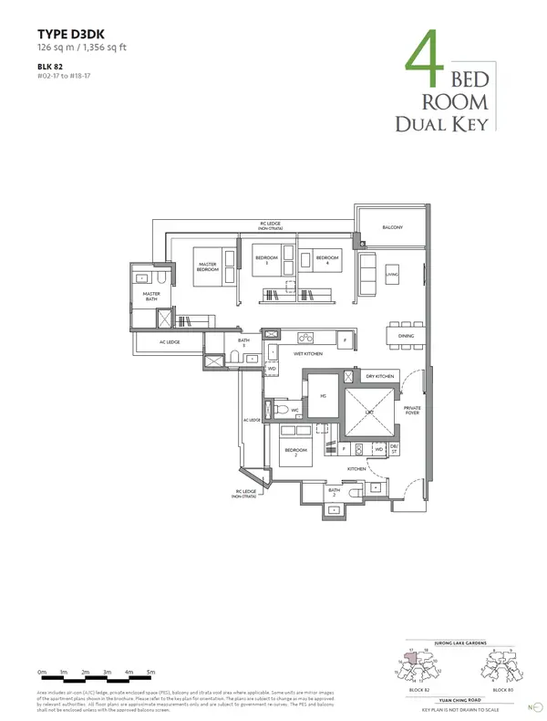 The Lakegarden Residences — floor plan D3DK, 4 Bedroom Dual KEY, D22
