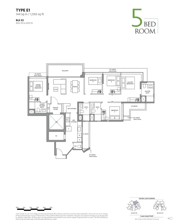 The Lakegarden Residences — floor plan E1, 5 Bedroom, D22